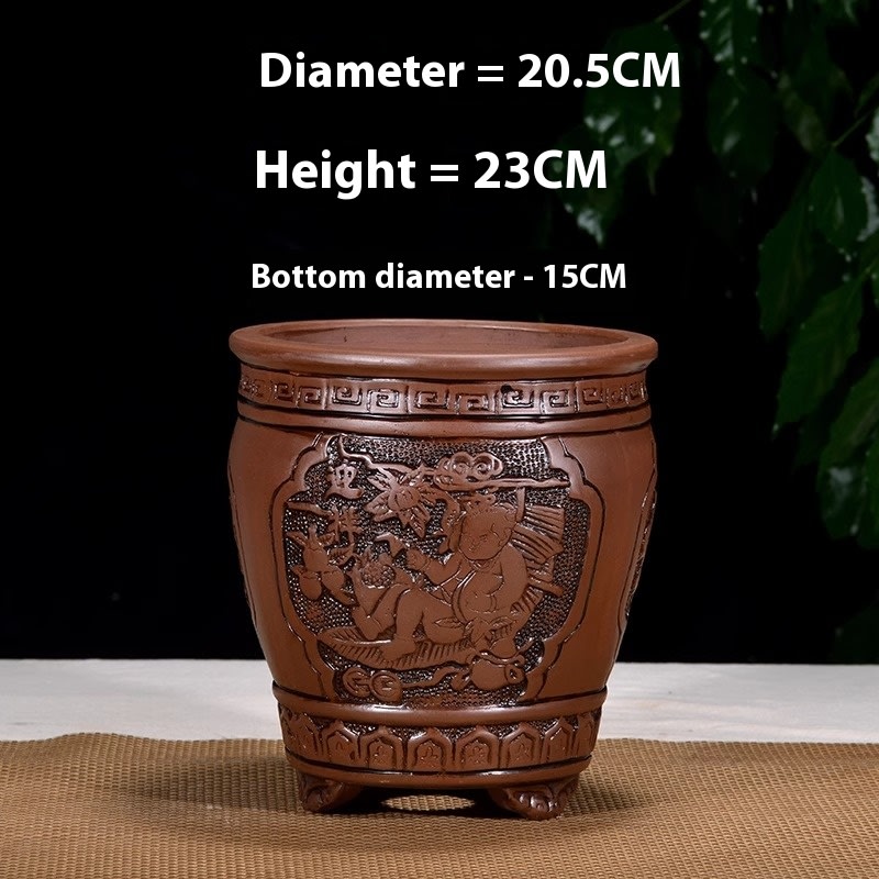 Antique Style Redware Flower Pot Retro Square Hexagonal Bonsai view 9