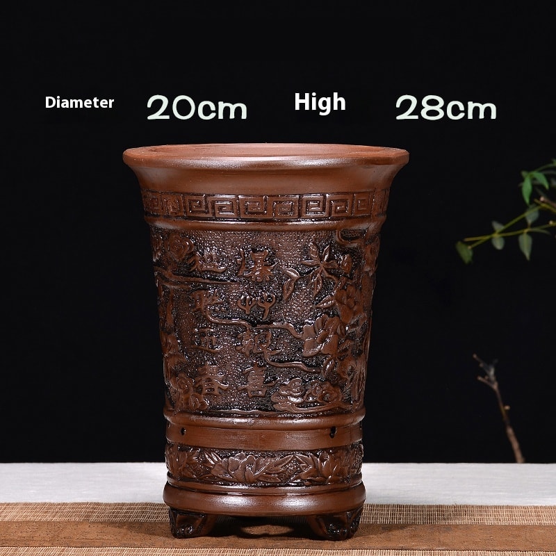 Antique Style Redware Flower Pot Retro Square Hexagonal Bonsai view 8