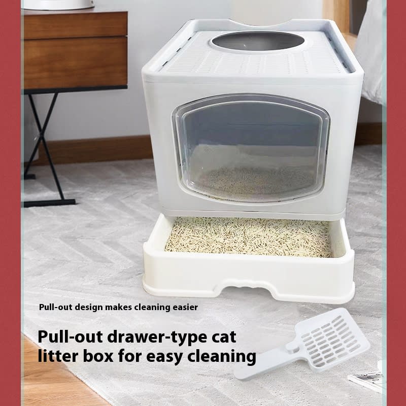 No Plus-sized Folding Litter Box Fully Enclosed Cat Toilet view 7