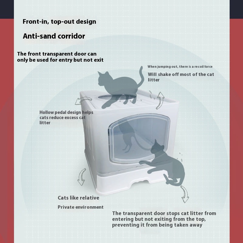 No Plus-sized Folding Litter Box Fully Enclosed Cat Toilet view 8