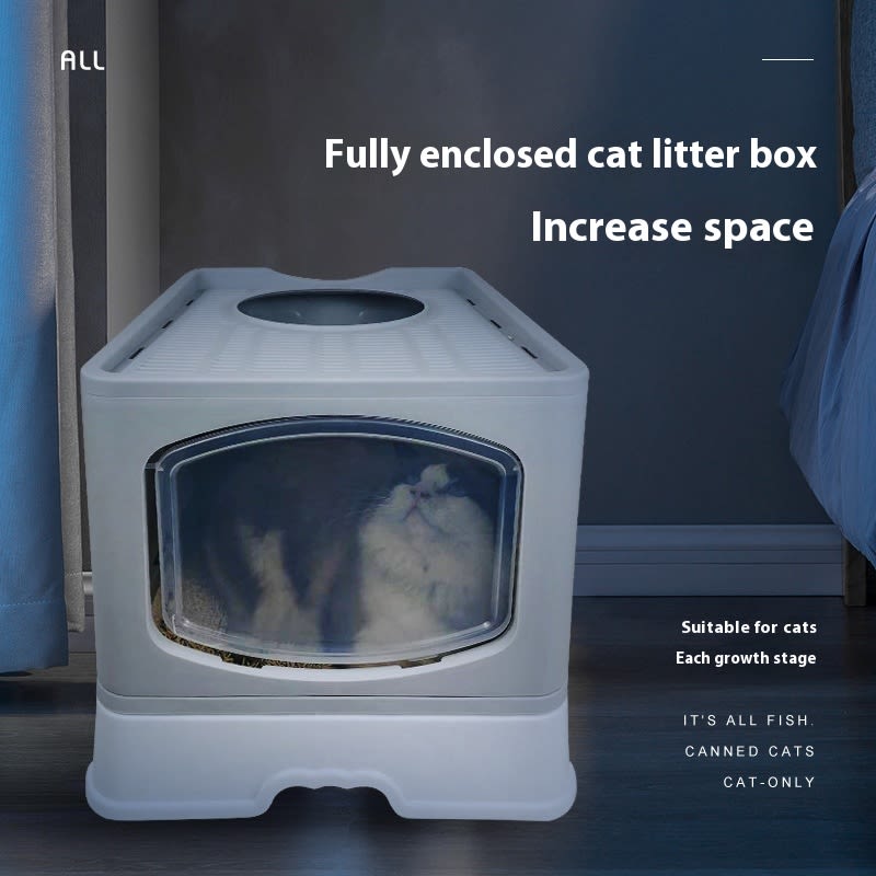 No Plus-sized Folding Litter Box Fully Enclosed Cat Toilet view 2