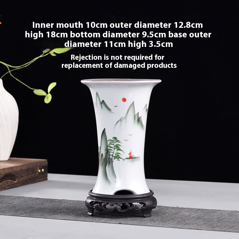 Ceramic Orchid Flower Pot Round High Chinese Style Traditional Orchid Basin