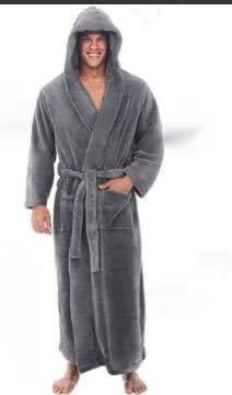 Warm Men's Plus Size Thick Hooded Long Sleeve Nightgown view 4
