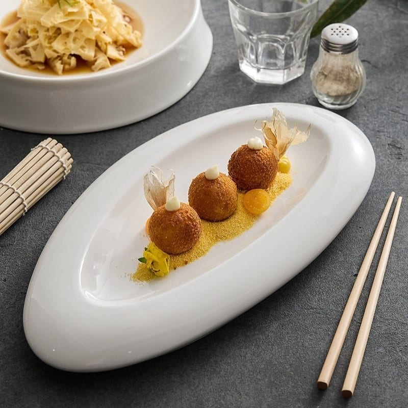 Irregular White Ceramic Dinner Plate view 9