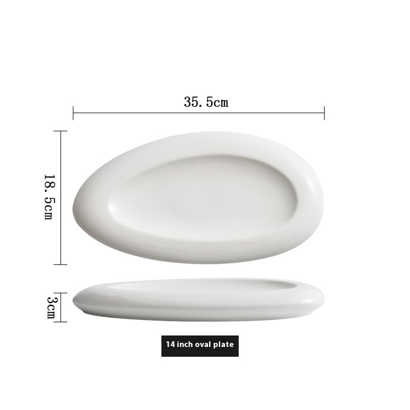 Irregular White Ceramic Dinner Plate view 10