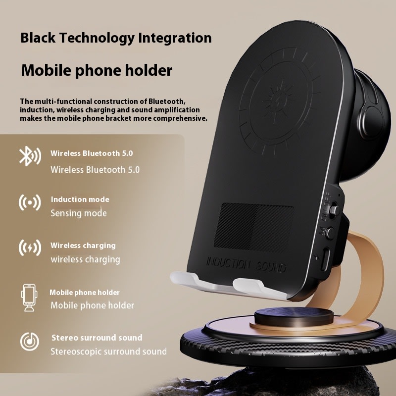 Multi-function Audio Integrated Desktop Folding Portable Induction Bluetooth Mobile Phone Stand view 6