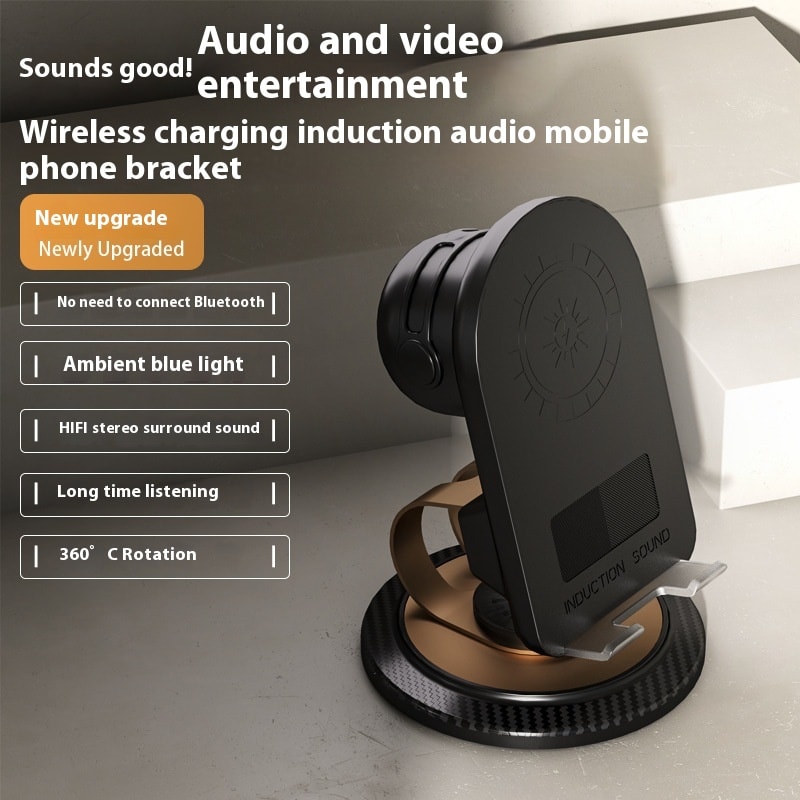 Multi-function Audio Integrated Desktop Folding Portable Induction Bluetooth Mobile Phone Stand view 4