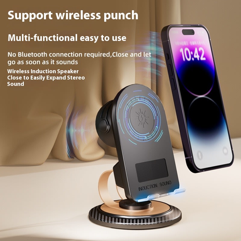 Multi-function Audio Integrated Desktop Folding Portable Induction Bluetooth Mobile Phone Stand view 2