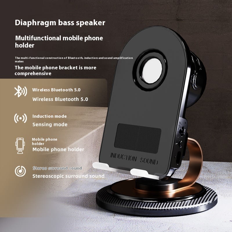 Multi-function Audio Integrated Desktop Folding Portable Induction Bluetooth Mobile Phone Stand view 3