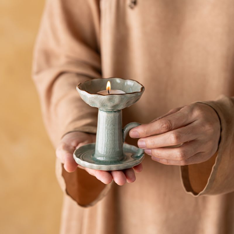Chinese Retro Ceramic Zen Lotus Aromatherapy Candlestick view 6