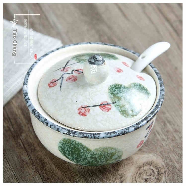 Hand-painted Ceramic With Lid Kitchen Seasoning Bottle Suit view 8