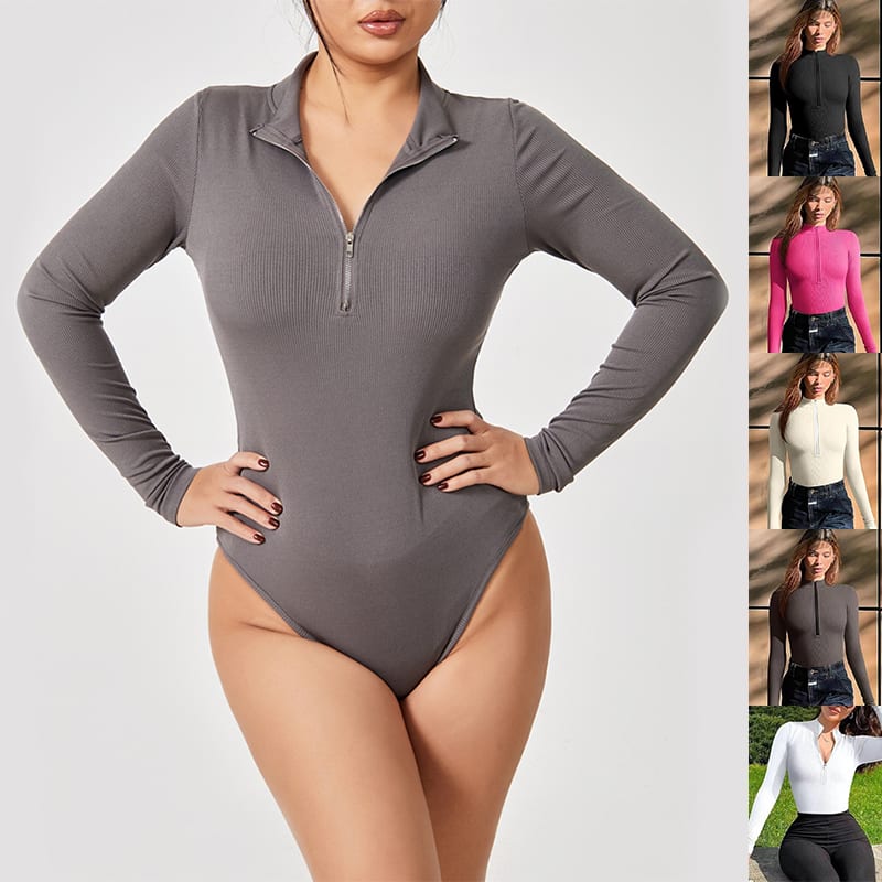 Fashion Long Sleeve Zipper Jumpsuit Seamless Slimming Shapewear For Women Romper view 20
