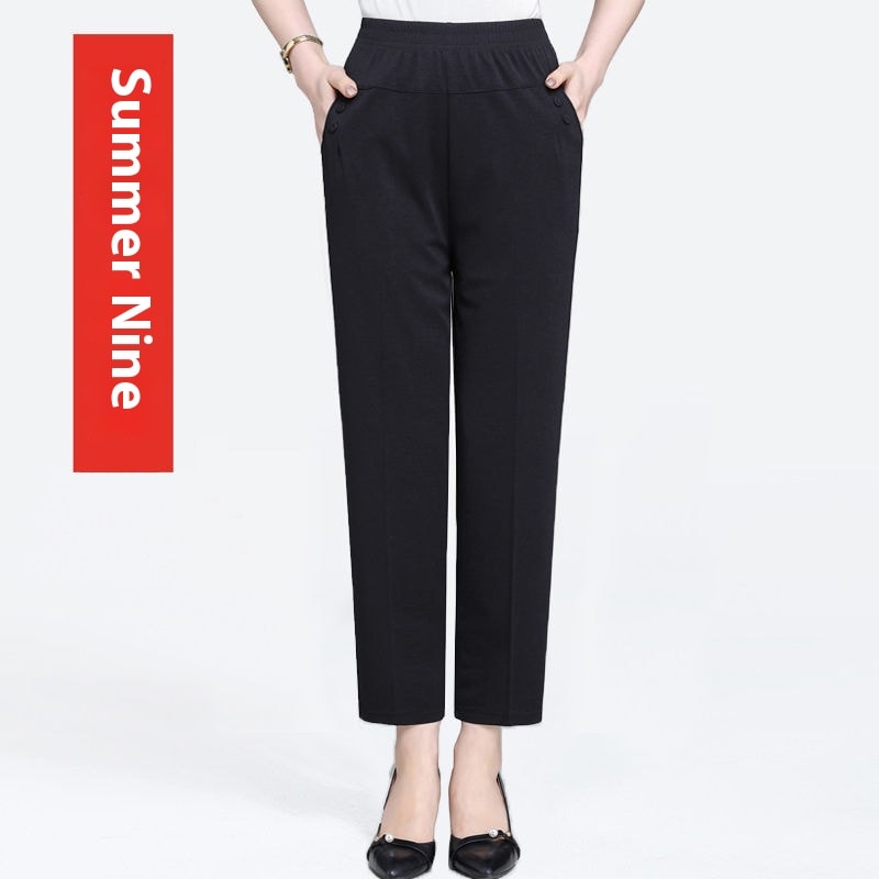Summer Ice Silk Thin Casual Straight-leg Cropped Pants view 5