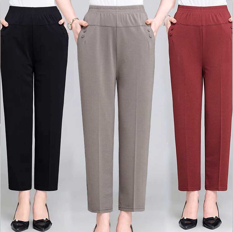 Summer Ice Silk Thin Casual Straight-leg Cropped Pants view 6