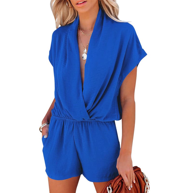 Women's Solid Color And V-neck Slimming Jumpsuit view 6