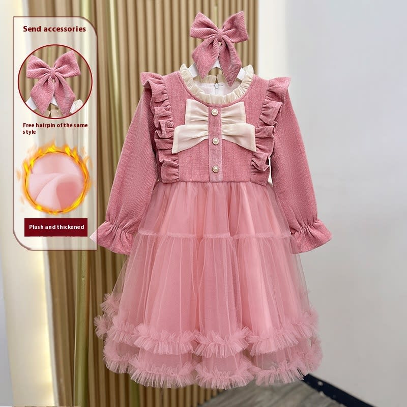 Sweet And Minimalist Mesh Princess Dress For Girls view 3