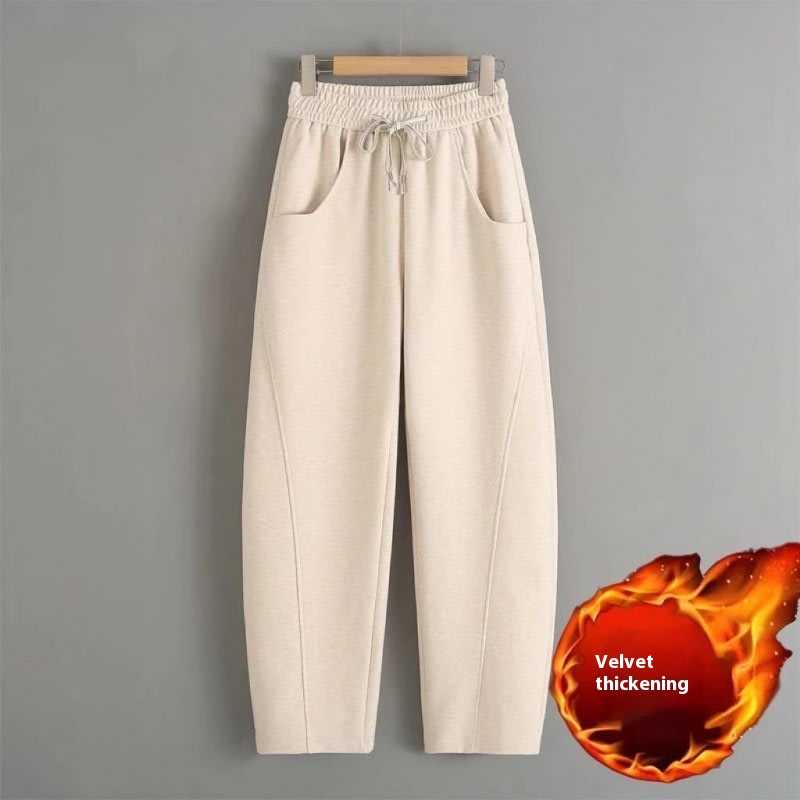 Fleece-lined Elastic Sickle High Waist Slimming Pants view 6