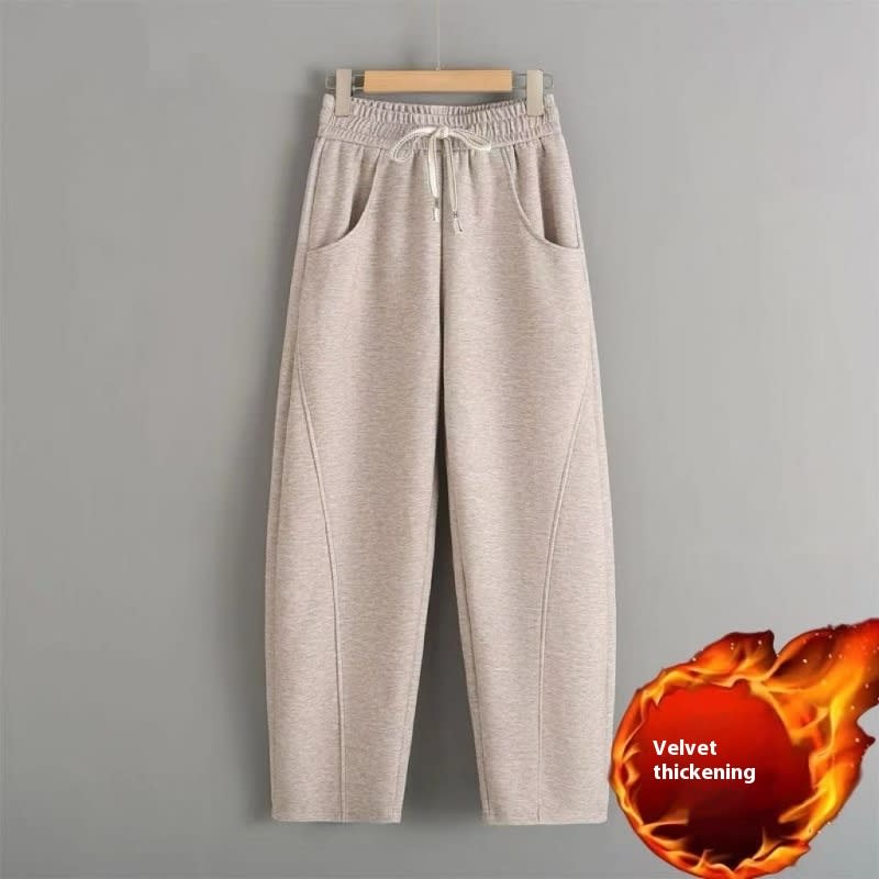 Fleece-lined Elastic Sickle High Waist Slimming Pants view 3
