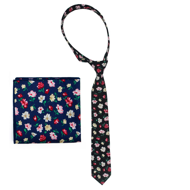 Men's Suit Printed Cotton Pocket Handkerchief With Floral Patterns, Fashionable And Casual Printed Tie view 3