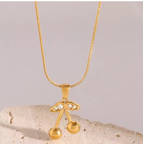 Stainless Steel Cherry Necklace Cute Earrings Ornament Women view 4
