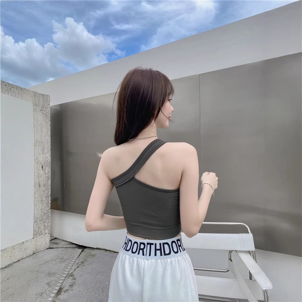 Hot Girl Irregular Shoulder Summer Vest For Women view 8