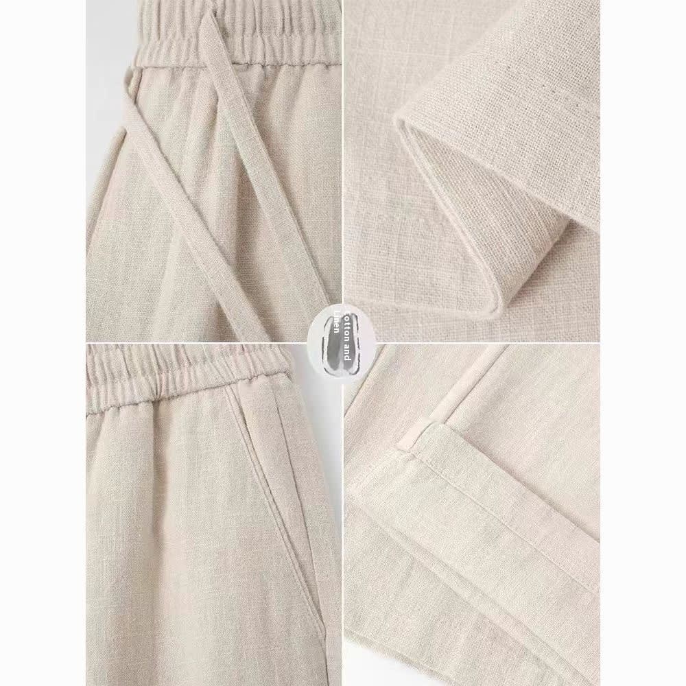 Men's Loose Straight Casual Ramie Trousers view 3