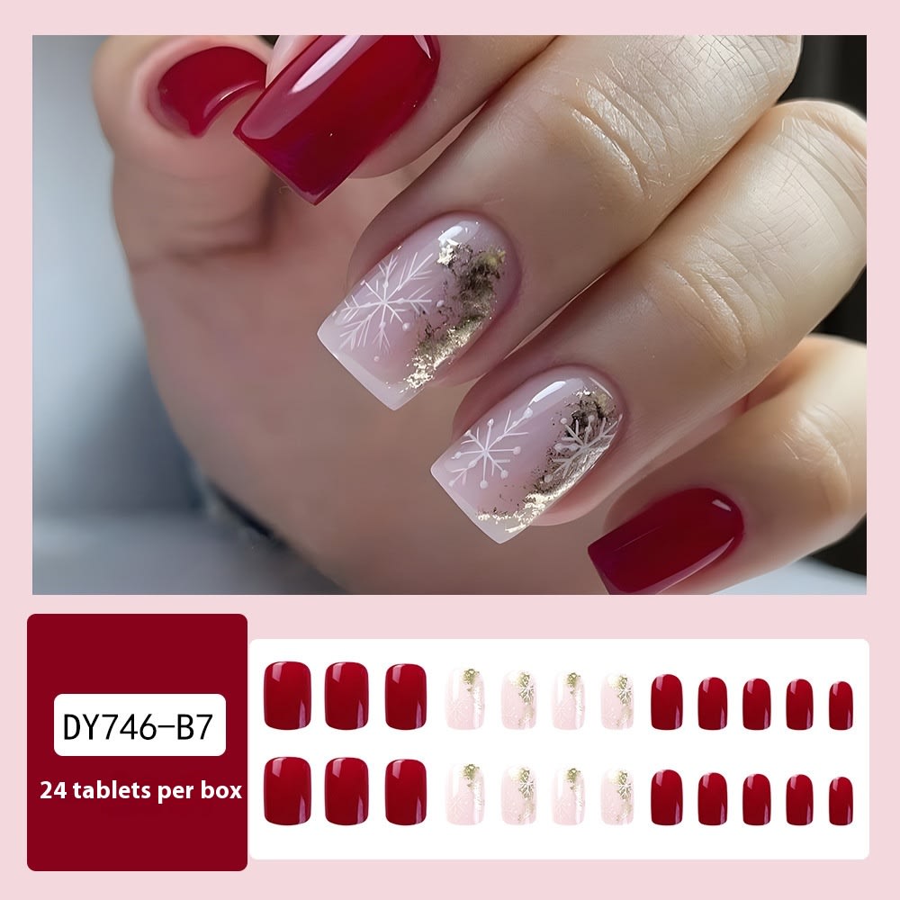 Christmas Jelly Glue Nail Sticker Wear Fake Nails view 4