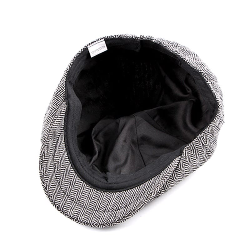 Fashion Retro Octagonal Hat Male Fashion Plaid Beret view 4