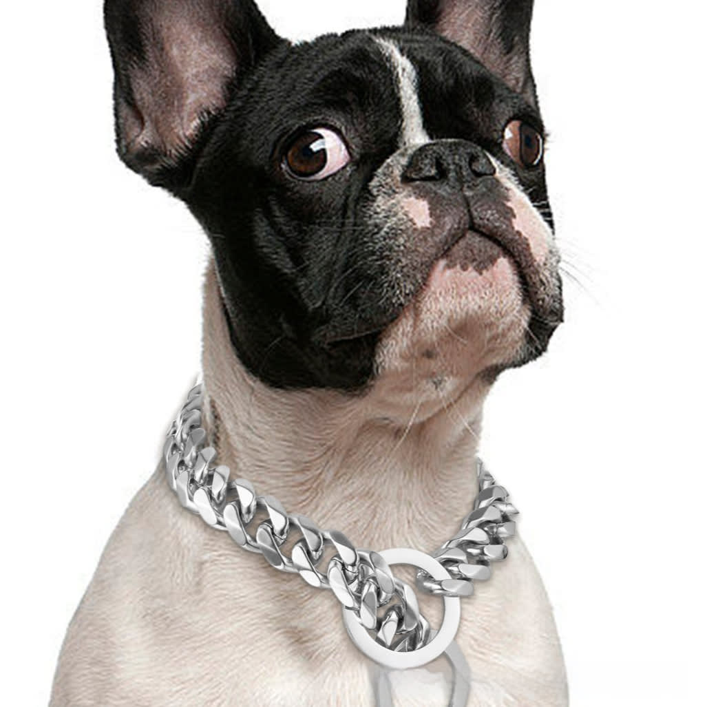 Titanium Steel Metal Hip Hop Pet 15mm Gold Stainless Steel Dog Leash view 6