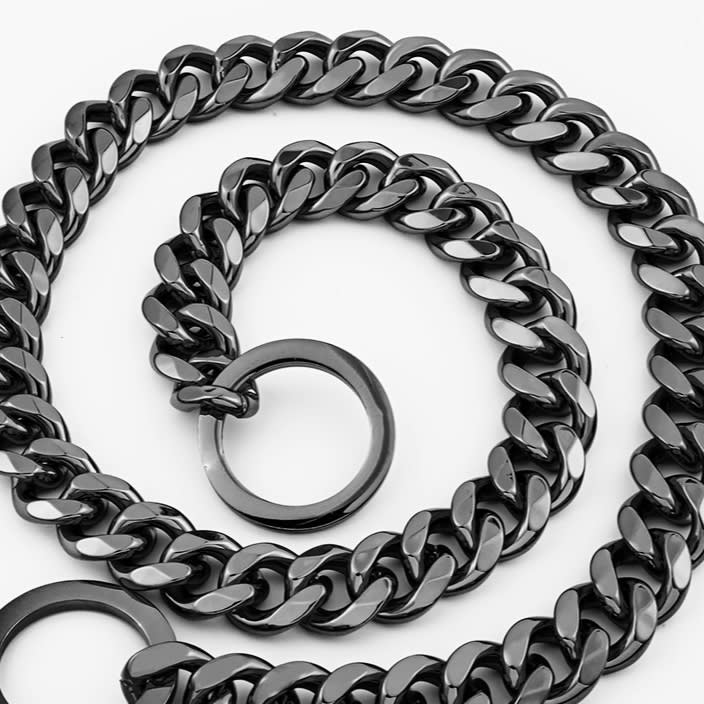 Titanium Steel Metal Hip Hop Pet 15mm Gold Stainless Steel Dog Leash view 4
