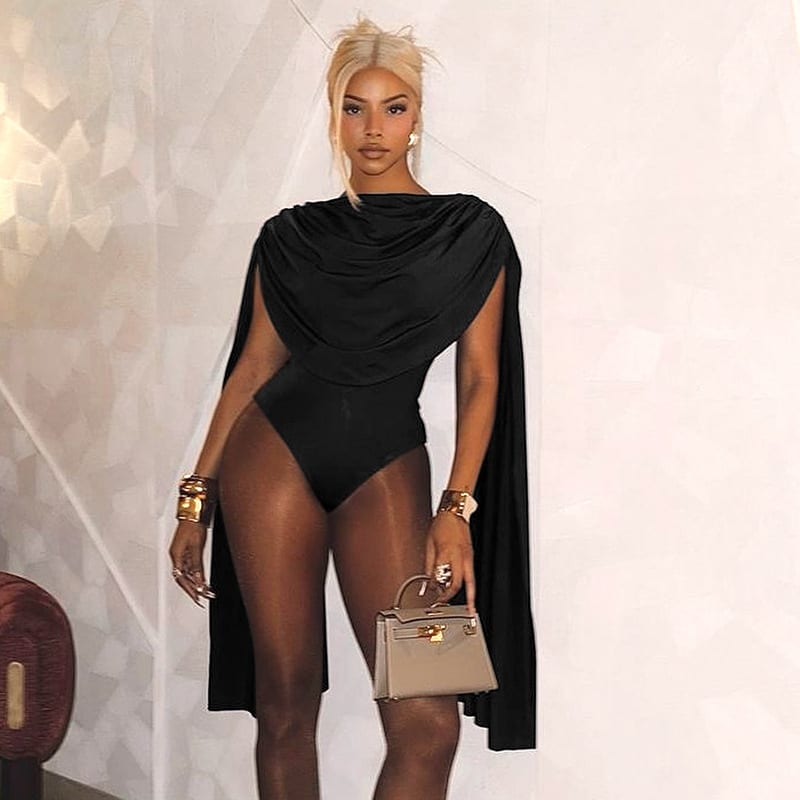 Slim Fit Swing Collar Bottoming Top Long Sleeve Jumpsuit view 4