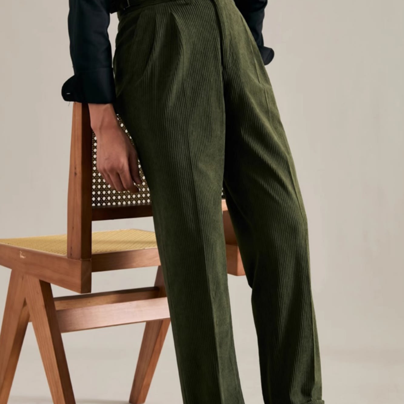 Autumn And Winter Corduroy Suit Pants Man Pair Pleated Design Loose Straight view 3