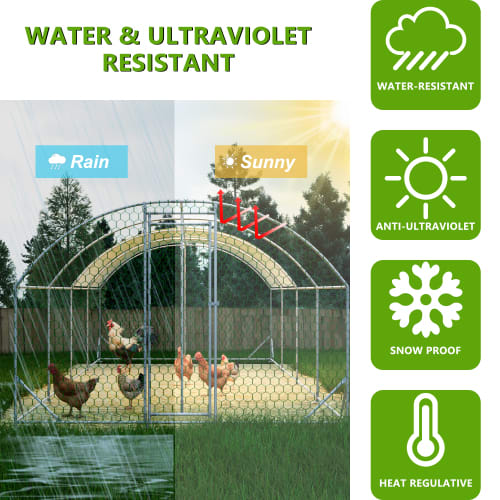 26x9x6Large Metal Chicken Coop,Walk-in Poultry Cage,Chicken Run With Waterproof Cover,Outdoor Backyard Farm,Chicken Rabbits Duck Run Pen,Easy To Assemble And Clean view 8