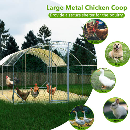 26x9x6Large Metal Chicken Coop,Walk-in Poultry Cage,Chicken Run With Waterproof Cover,Outdoor Backyard Farm,Chicken Rabbits Duck Run Pen,Easy To Assemble And Clean view 5