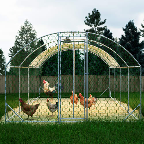 26x9x6Large Metal Chicken Coop,Walk-in Poultry Cage,Chicken Run With Waterproof Cover,Outdoor Backyard Farm,Chicken Rabbits Duck Run Pen,Easy To Assemble And Clean view 6