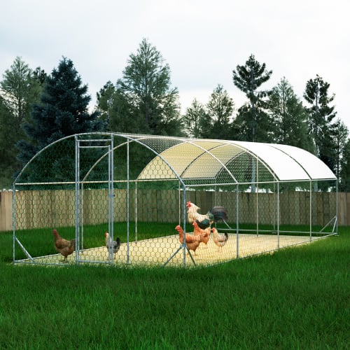 26x9x6Large Metal Chicken Coop,Walk-in Poultry Cage,Chicken Run With Waterproof Cover,Outdoor Backyard Farm,Chicken Rabbits Duck Run Pen,Easy To Assemble And Clean view 4