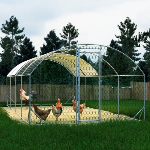 26x9x6Large Metal Chicken Coop,Walk-in Poultry Cage,Chicken Run With Waterproof Cover,Outdoor Backyard Farm,Chicken Rabbits Duck Run Pen,Easy To Assemble And Clean view 10