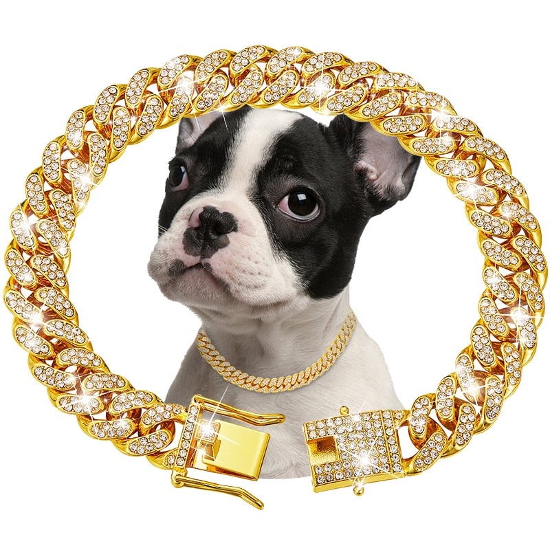 Pet Diamond Collar Cuban Link Chain Small Medium Large Dogs And Cats Necklace view 7