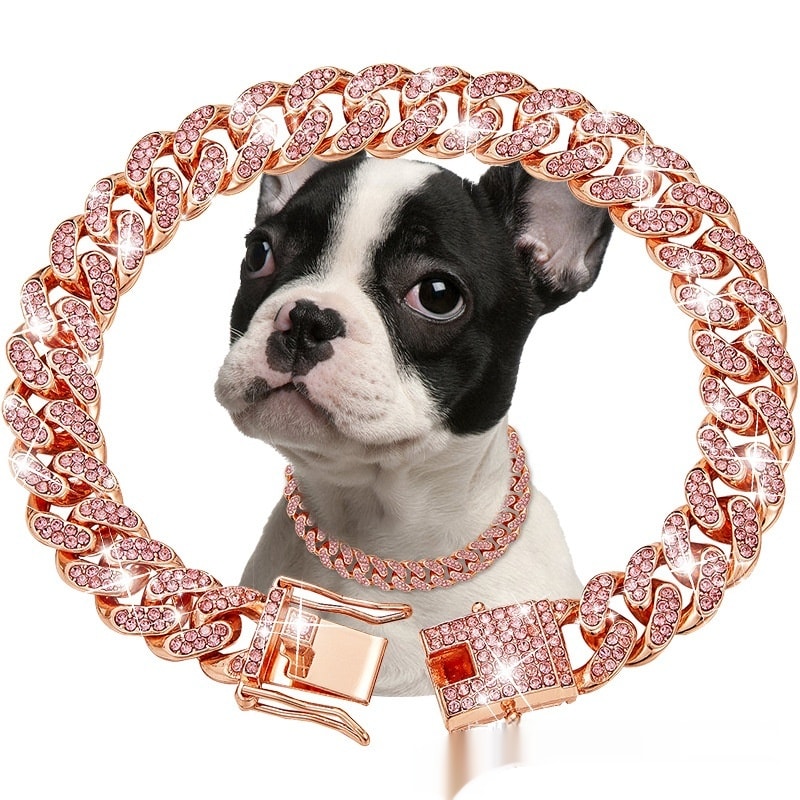 Pet Diamond Collar Cuban Link Chain Small Medium Large Dogs And Cats Necklace view 3