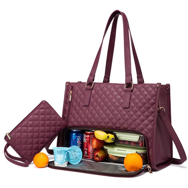 Convenient Commute New Lunch Bag Women's Insulated Lunch Box Women's Leak-proof Large Purse Diagonal Computer Storage view 7