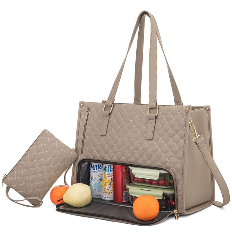 Convenient Commute New Lunch Bag Women's Insulated Lunch Box Women's Leak-proof Large Purse Diagonal Computer Storage view 19