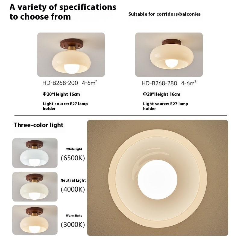 Cream Style Walnut Ceiling Lamp Minimalist Creative Lamps view 8