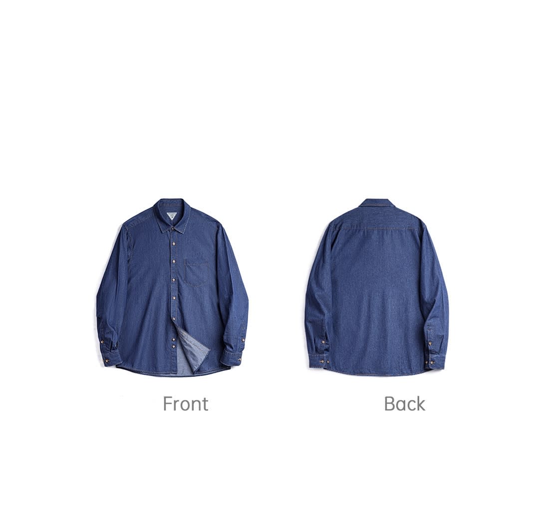 Men's American Retro Single Pocket Workwear Denim Shirt view 6