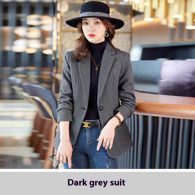Women's Fashion Houndstooth Small Suit Jacket view 2
