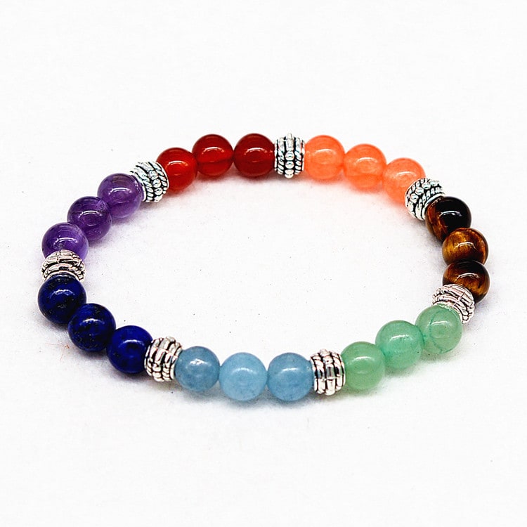 Natural Stone Colorful Chakra Energy Yoga Bracelet view 6