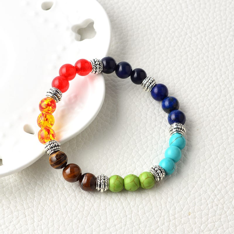 Natural Stone Colorful Chakra Energy Yoga Bracelet view 15