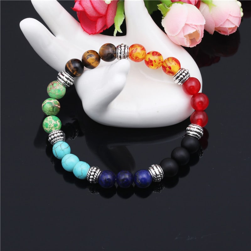 Natural Stone Colorful Chakra Energy Yoga Bracelet view 11