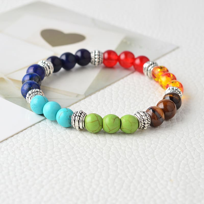 Natural Stone Colorful Chakra Energy Yoga Bracelet view 14