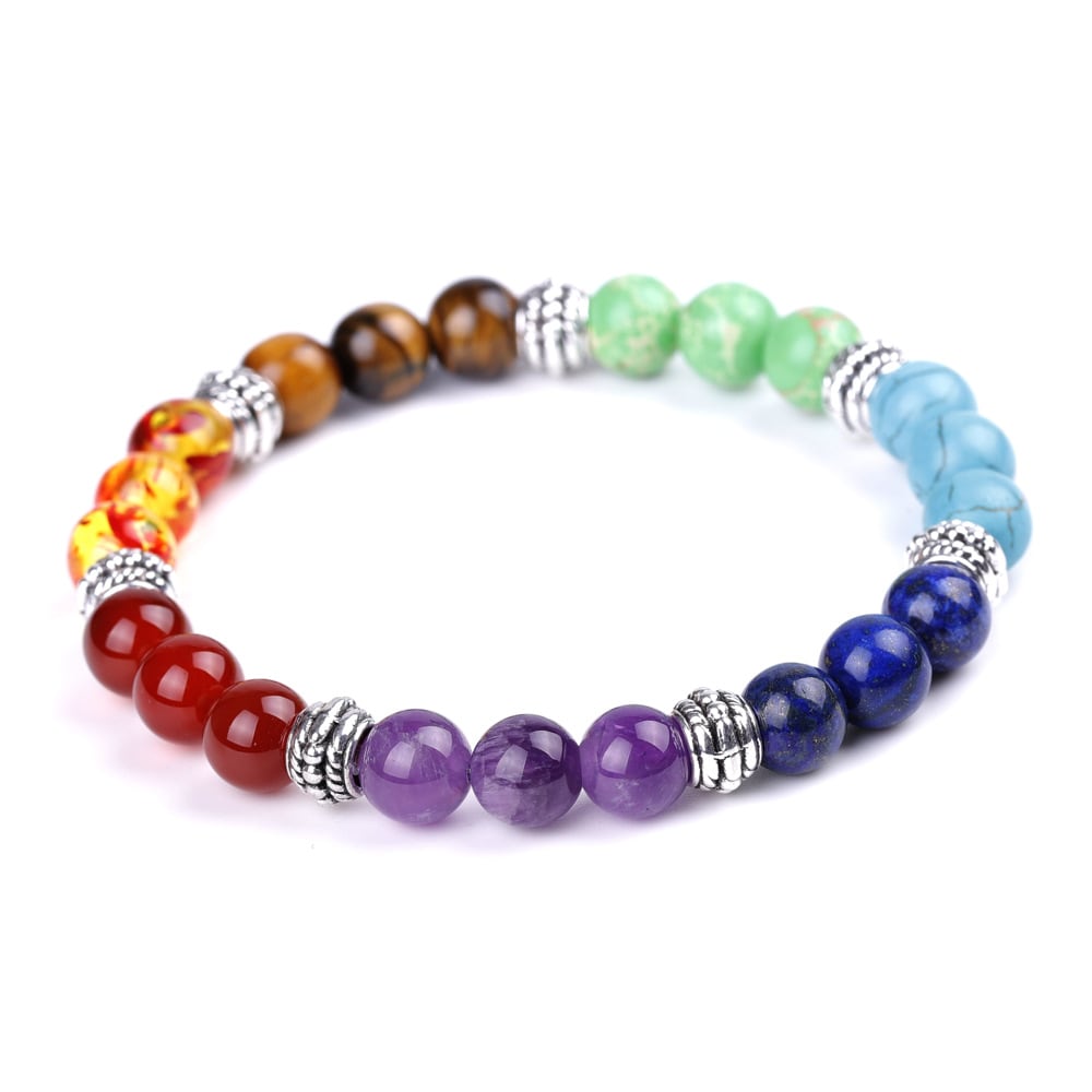 Natural Stone Colorful Chakra Energy Yoga Bracelet view 9