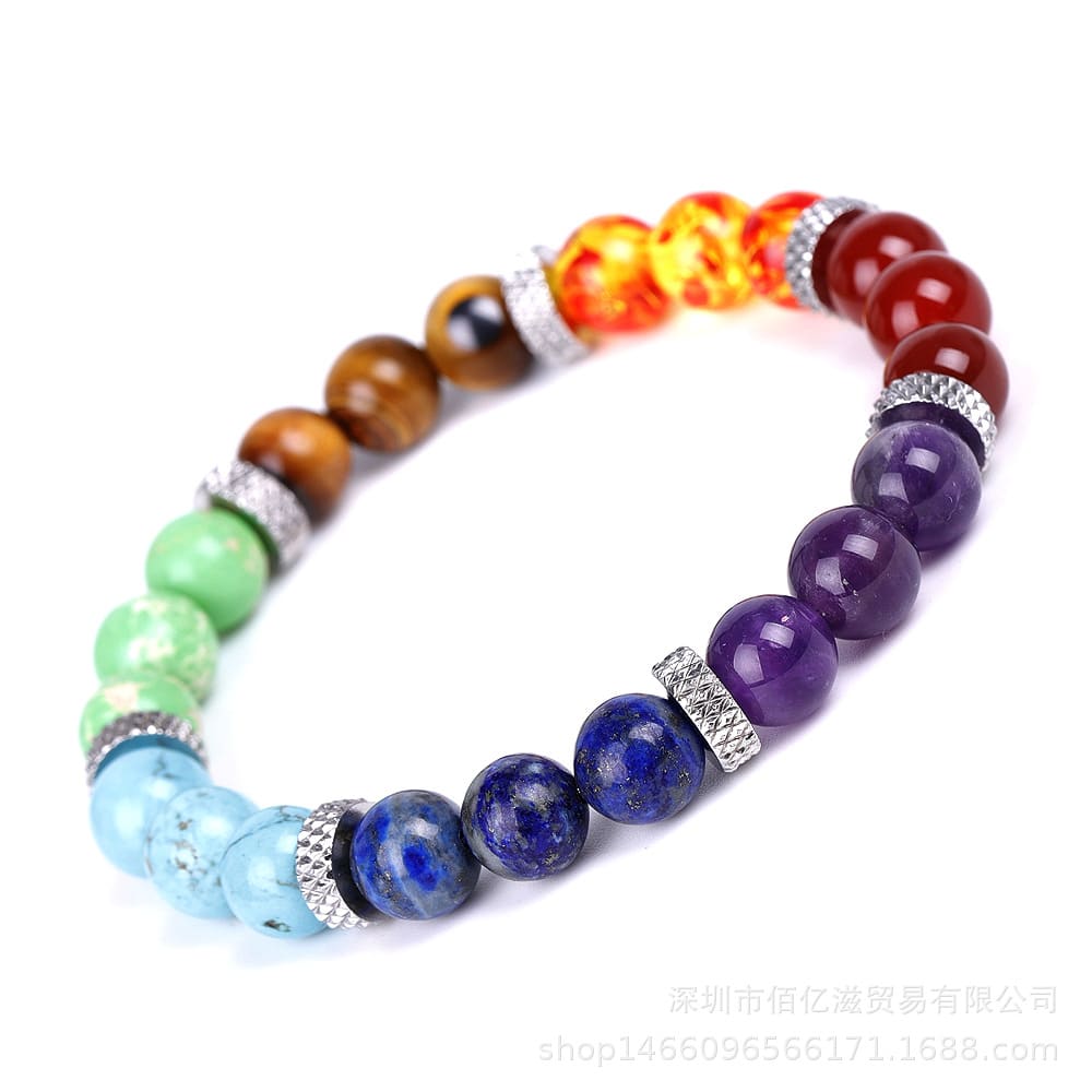 Natural Stone Colorful Chakra Energy Yoga Bracelet view 16